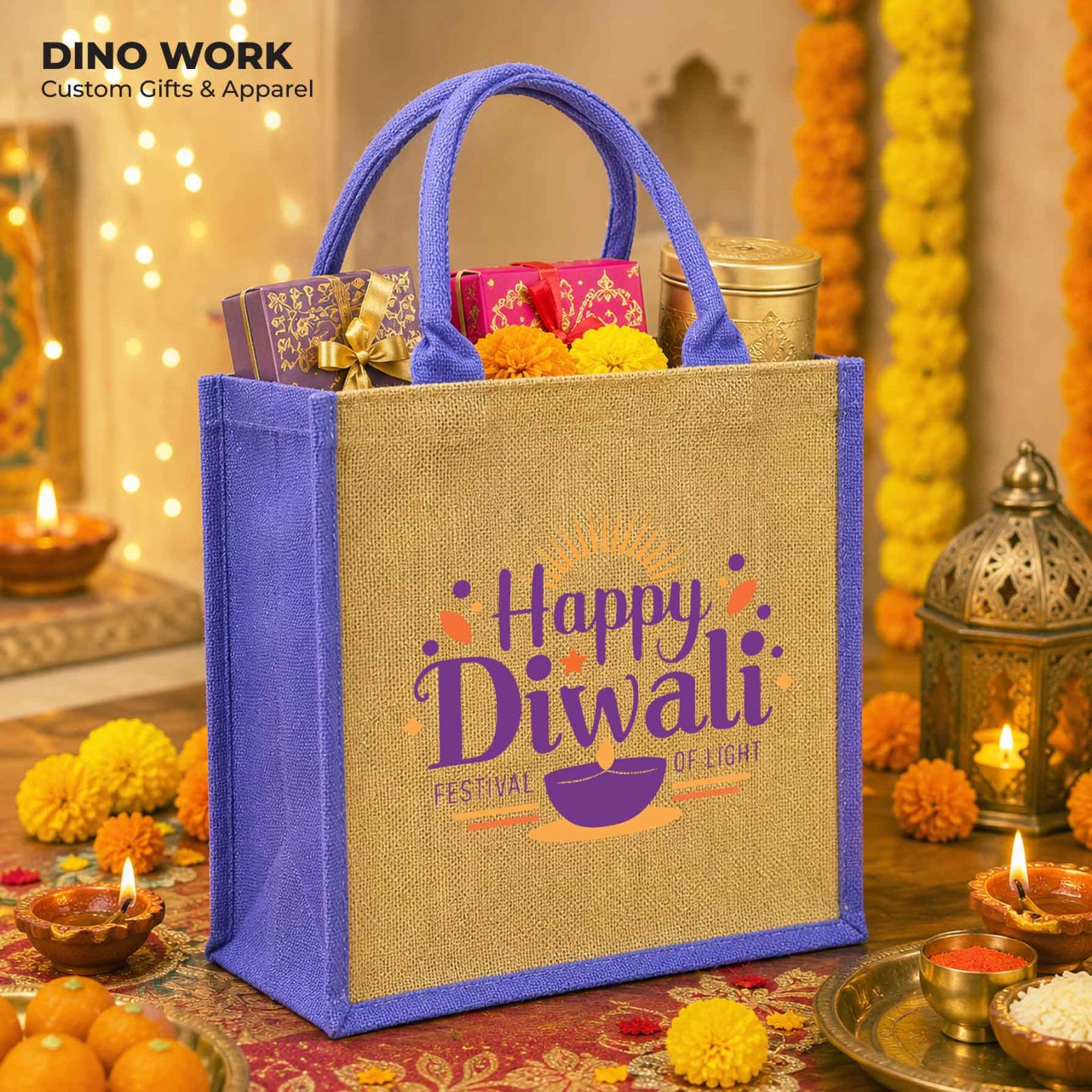 Laminated Jute Bag with Colour Side Panels