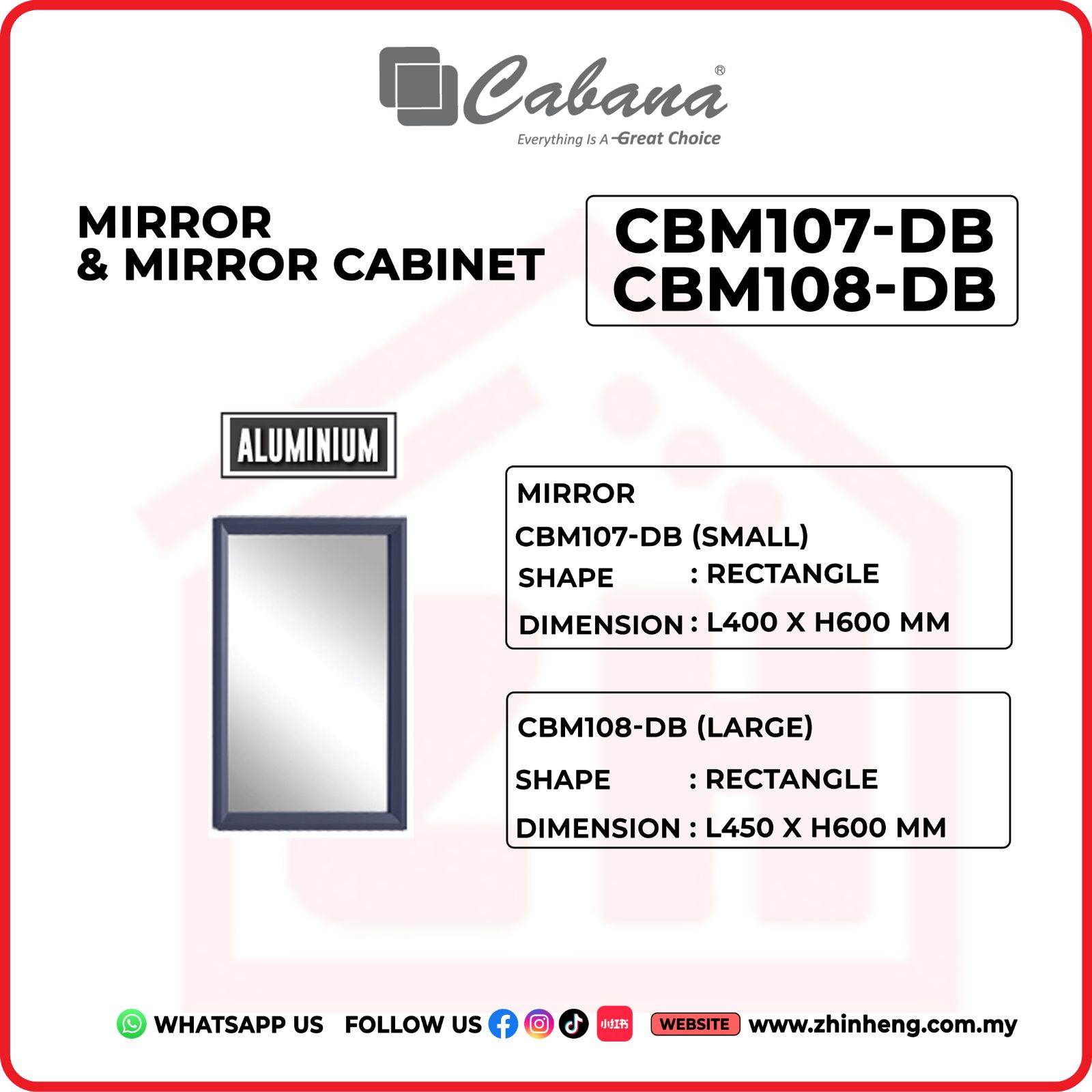 CABANA MIRROR CBM107-DB & CBM108-DB