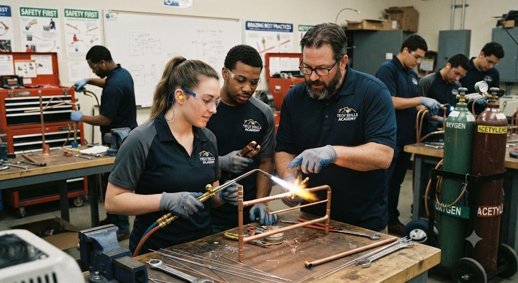 HVAC brazing training for copper tubing installation skills