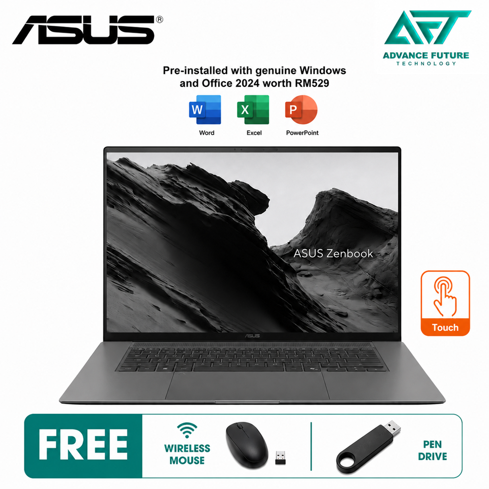 Asus Zenbook S16 UM5606G-ASR465WS 16" 3K OLED Laptop Antrim Gray ( AMD Ryzen AI 9 465, 32GB, 1TB SSD, ATI, W11, H&S 2024&M365 )