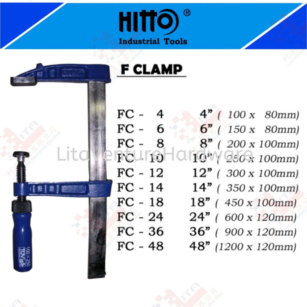 HITTO F CLAMP - FC4 FC6 FC8 FC10 FC12 FC14 FC18 FC24 FC26 FC36 FC48