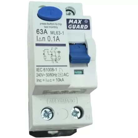 Maxguard 63A 2 Pole 0.1A (100mA) ELCB (SIRIM APPROVED)