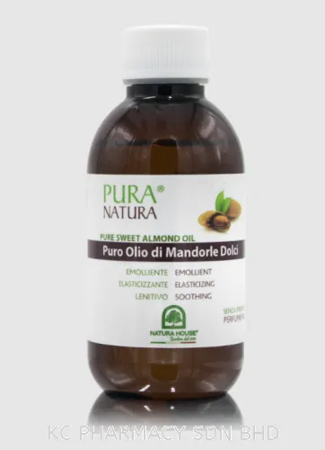 Pura Natura Sweet Almond Oil 200ml (FOR BODY MASSAGE) (EXP:13/12/2024)