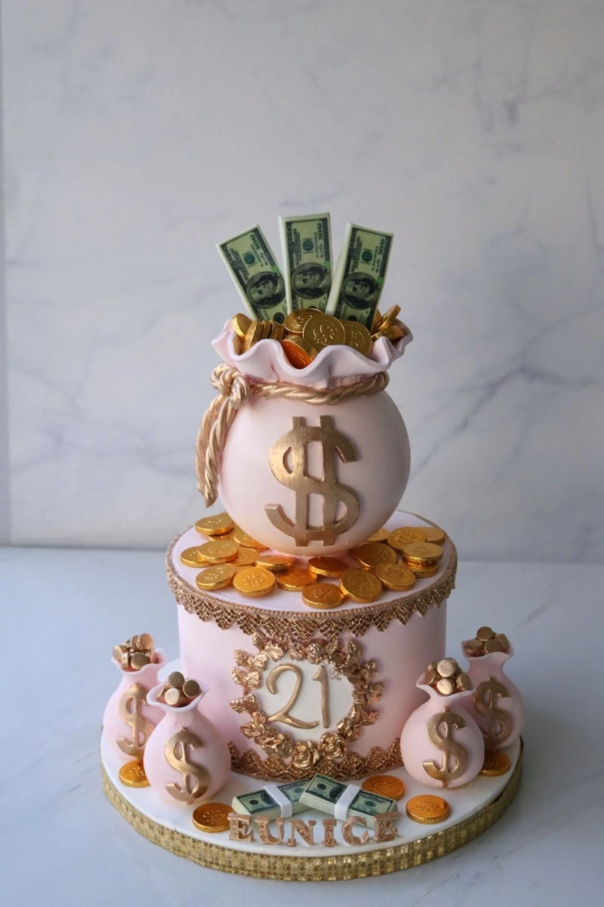 Money Bag 21st Cake 