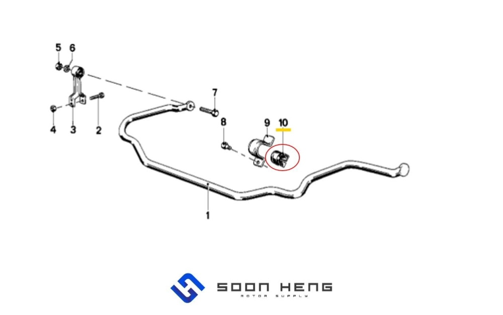 BMW E23 with engine M30 - Front Torsion Bar Bush (Original BMW)