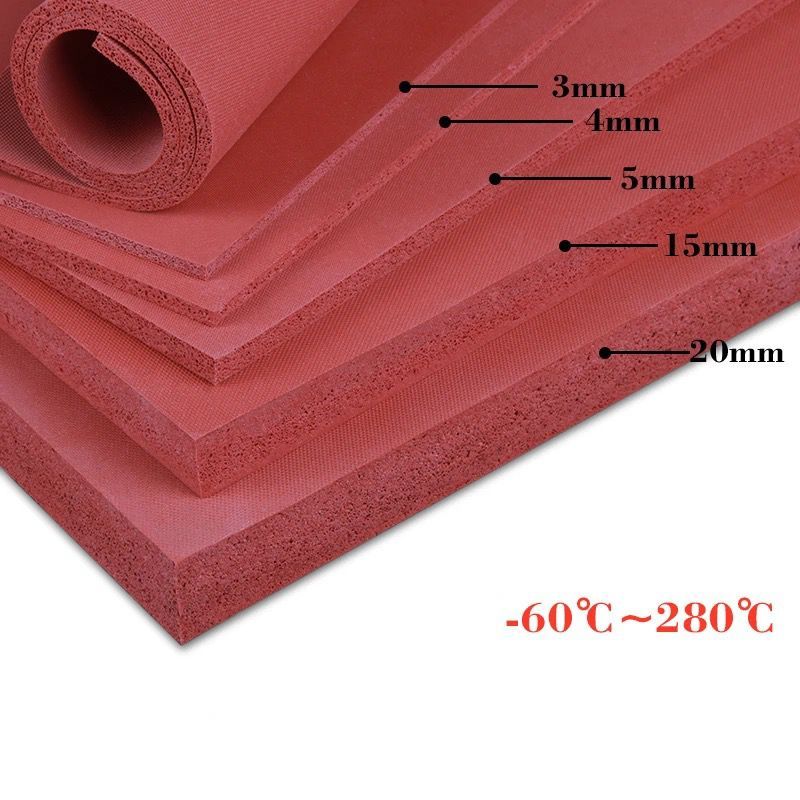 Red Silicone Sponge Rubber Sheet - 3, 4, 5, 15, 20 mm | High-Performance, Flexible, and Durable Foam | Industrial & Commercial Use