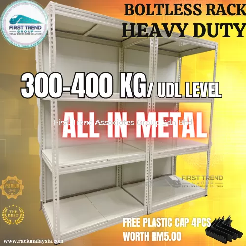Heavy Duty Boltless Rack with Metal Shelves - Box Type - 4 Levels