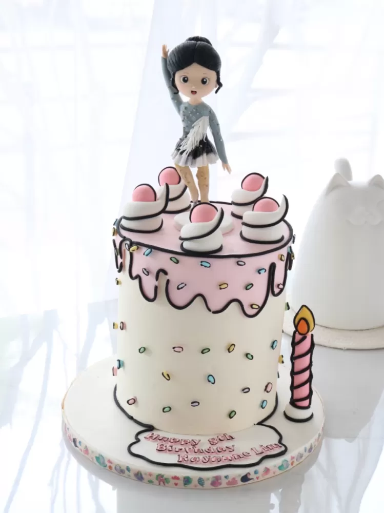 Ice Skating Girl Comic Cake