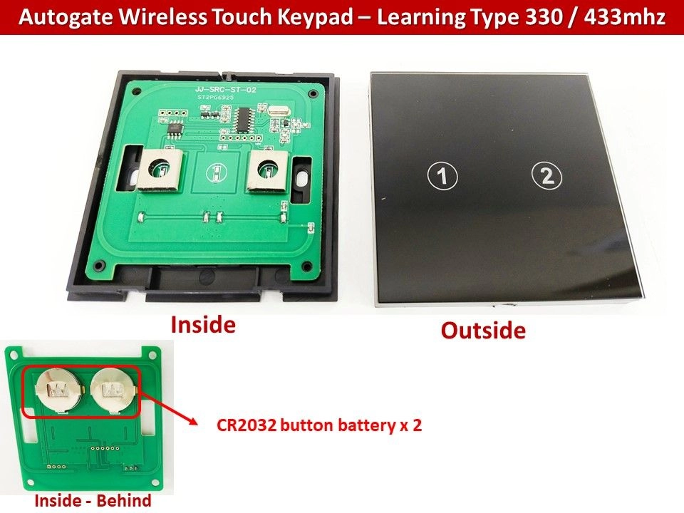 Autogate Wireless Touch Keypad (Learning Type) for 4 Channel / 2 Channel Remote (433mhz/330mhz)