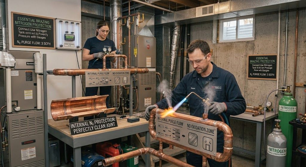 copper pipe HVAC brazing nitrogen protection