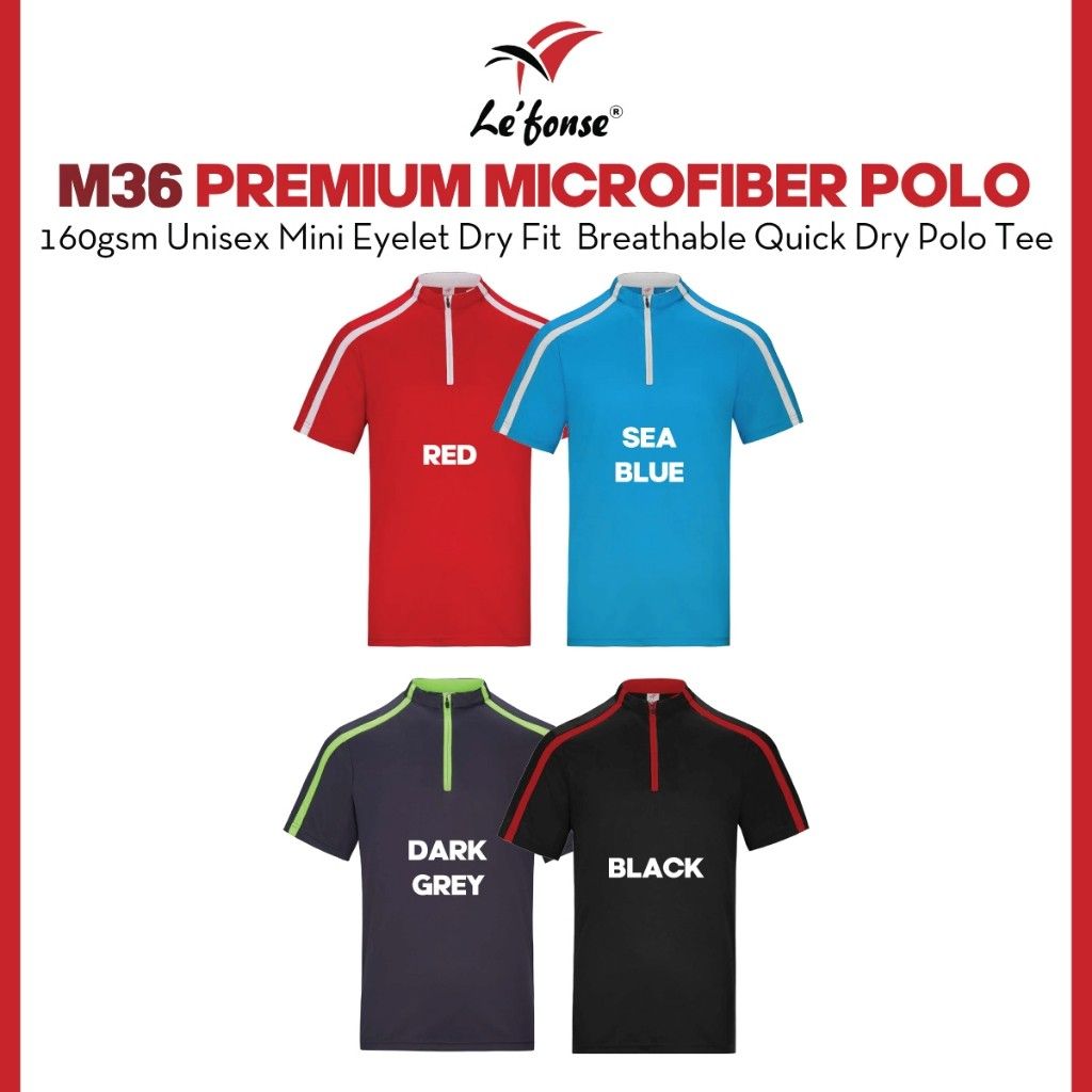 LEFONSE Premium Dri-Fit Microfiber Polo T-Shirt Unisex M3600
