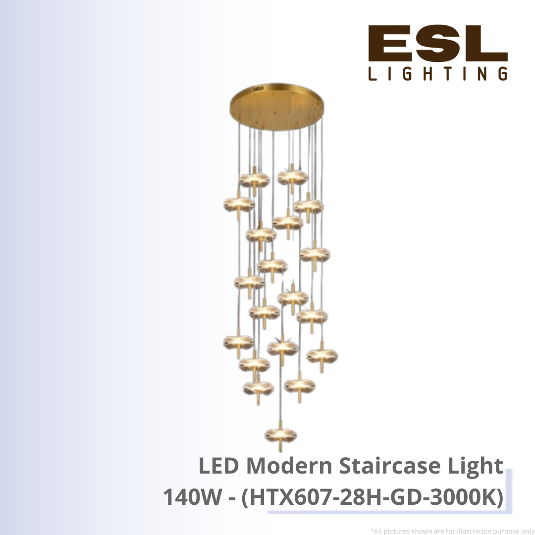 LED Modern Staircase Light 140W - HTX607-28H-GD-3000K