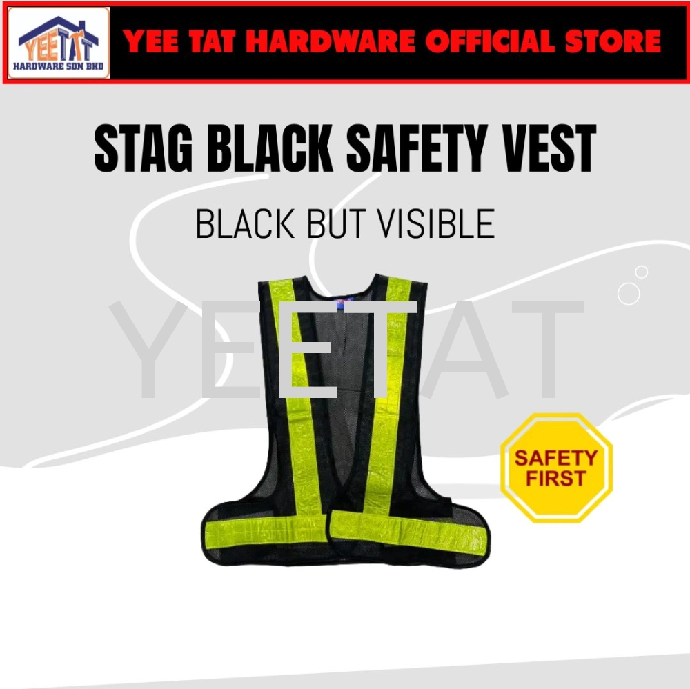 STAG Black Safety Vest / Highly Visible / All Day Comfort / Versatile