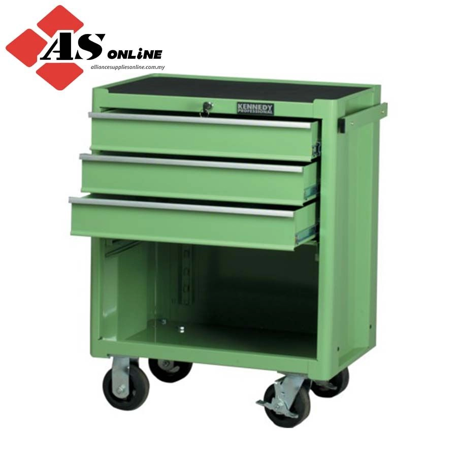 KENNEDY Roller Cabinet, Classic Green, Red, Steel, 3-Drawers, 890 x 690 x 460mm, 75kg Capacity / Model: KEN5945510K