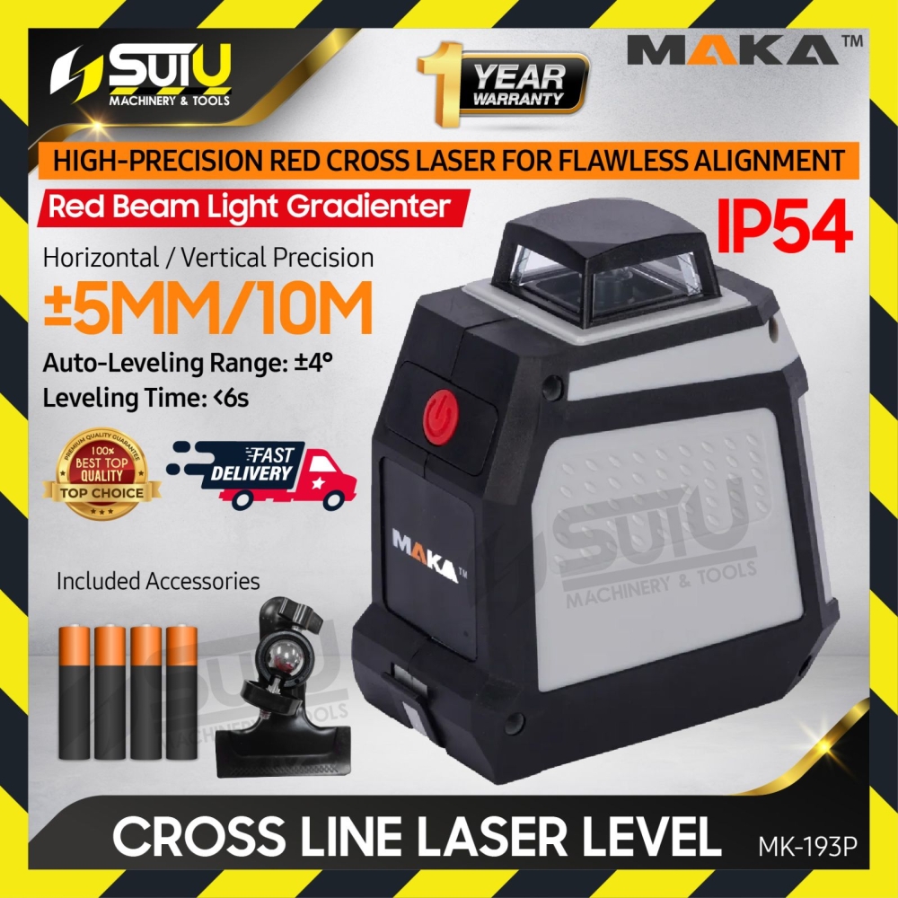MAKA MK-193P / MK193P 360掳 5 Line Laser Level Meter / Cross Line Laser Machine (Red Line)
