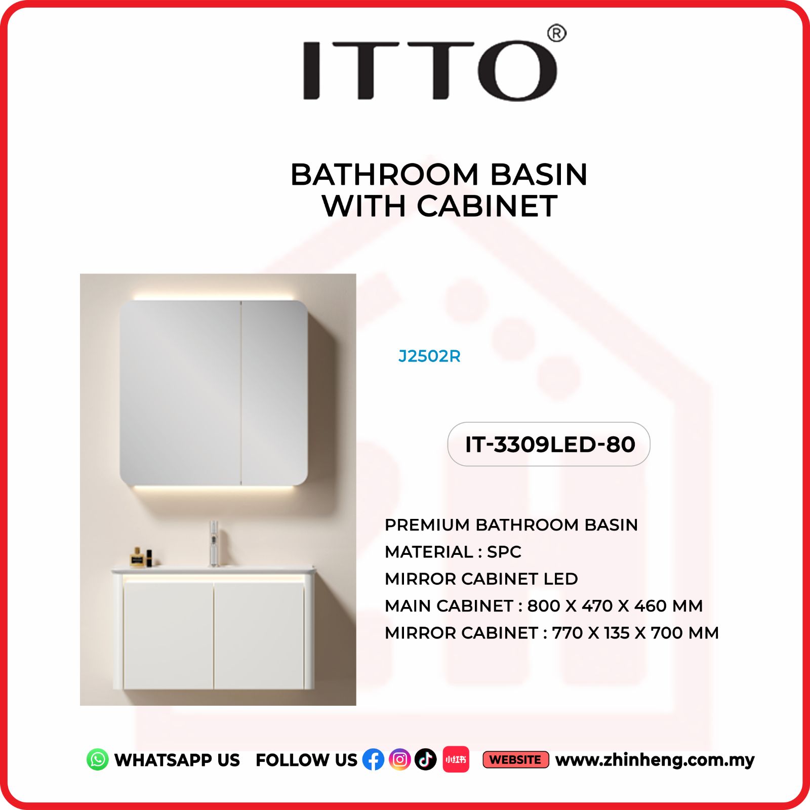​​​​​​​​​​​​​​ITTO BATHROOM BASIN WITH CABINET IT-3309LED-80