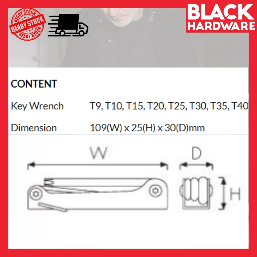 BLACK HARDWARE ECT Star Allen Key Set Torx Allen Key Bunga Torx Screwdriver Allen Key Socket 六角扳手 Folding Allenkey Tools