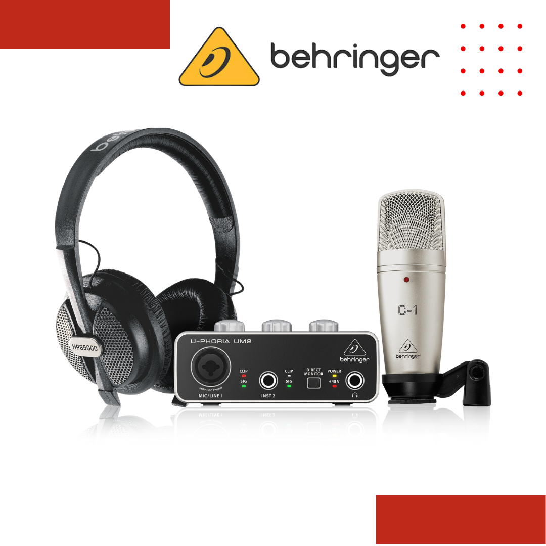 Behringer U-PHORIA STUDIO Complete Recording/Podcasting Bundle with UM-2, C-1 Mic and HPS-5000