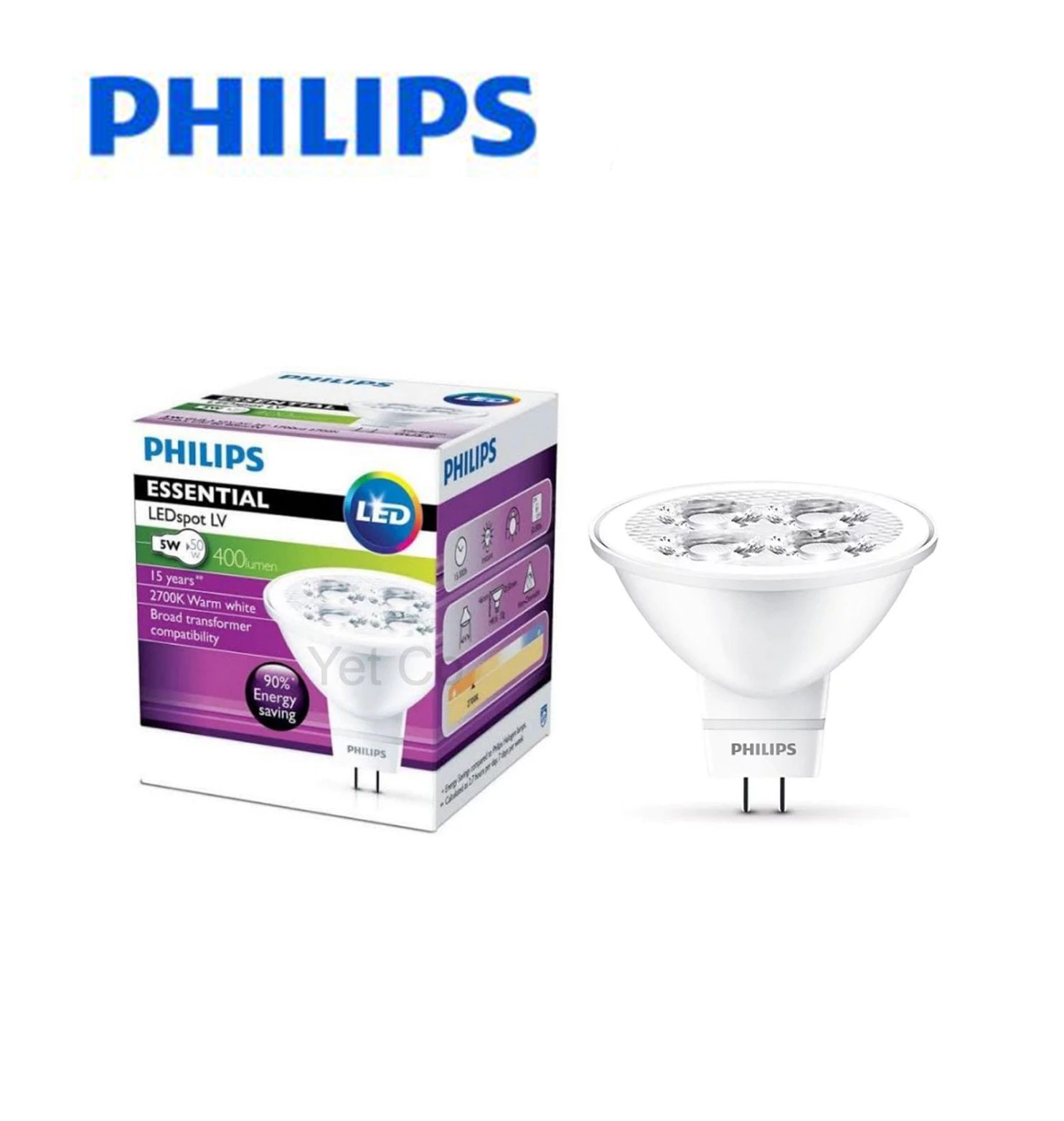 Philips Essential LEDspot MR16 GU5.3 5w 12v 24D Bulb Lamp Warm White 2700k/ Daylight 6500k