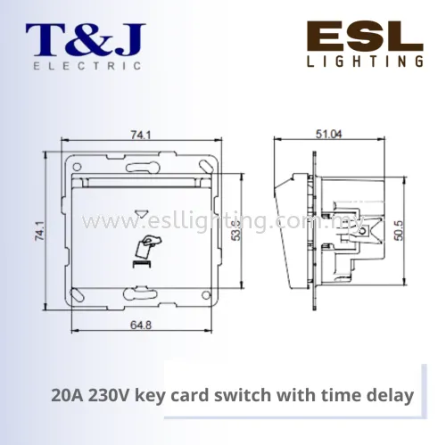 T&J LAVINA"95" SERIES 20A 230V Key Card Switch With Time delay - JC6-2KT-W-LAL / JC6-2KT-W-LBE / JC6-2KT-W-LBL / JC6-2KT-W-LBR / JC6-2KT-W-LGR / JC6-2KT-W-LIV / JC6-2KT-W-LLA / JC6-2KT-W-LSI / JC6-2KT-W-LTP / JC6-2KT-W-LWH