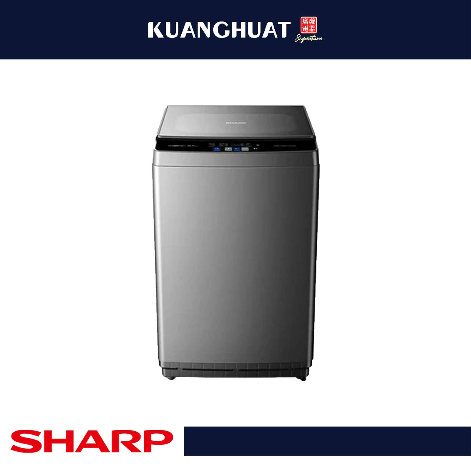 SHARP 10.5kg DD Inverter Tempered Glass Lid Colour Touch Panel Top Load Washer - ESWX10AMG