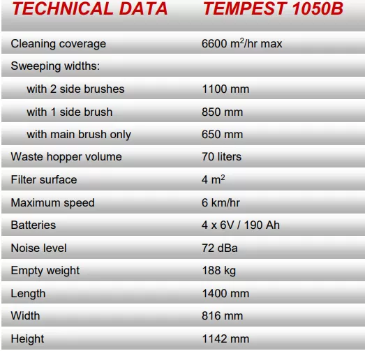 TEMPEST 1050 - ITALY RIDE ON SWEEPER