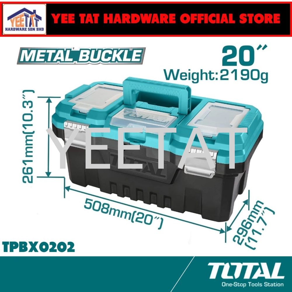 [ TOTAL ] TPBX0142 / TPBX0172 / TPBX0202 Tools Box with Metal Buckle (14"/17"/20")