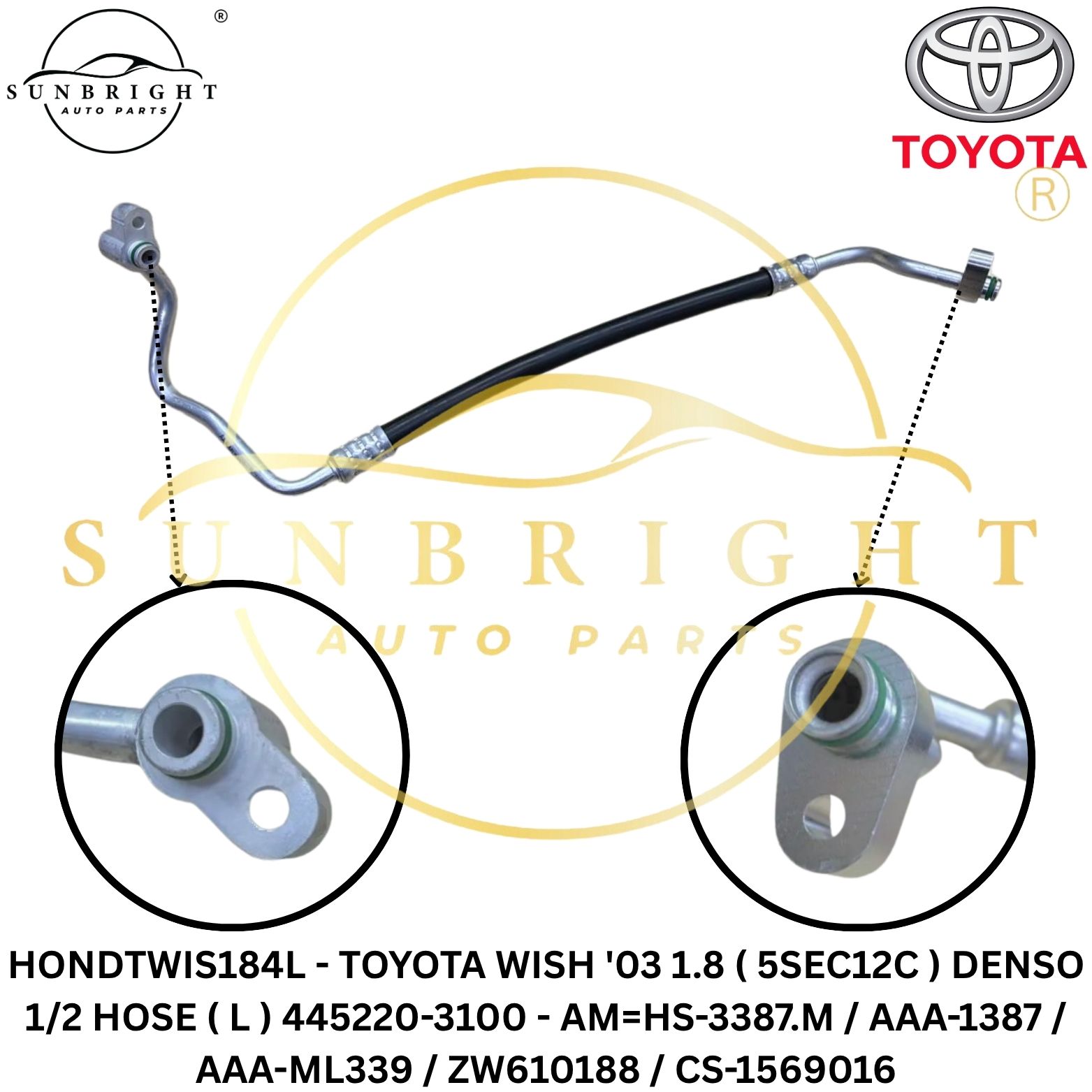 HONDTWIS184L - TOYOTA WISH '03 1.8 DENSO 1/2 HOSE ( L ) 445220-3103 - AM=HS-3387.M