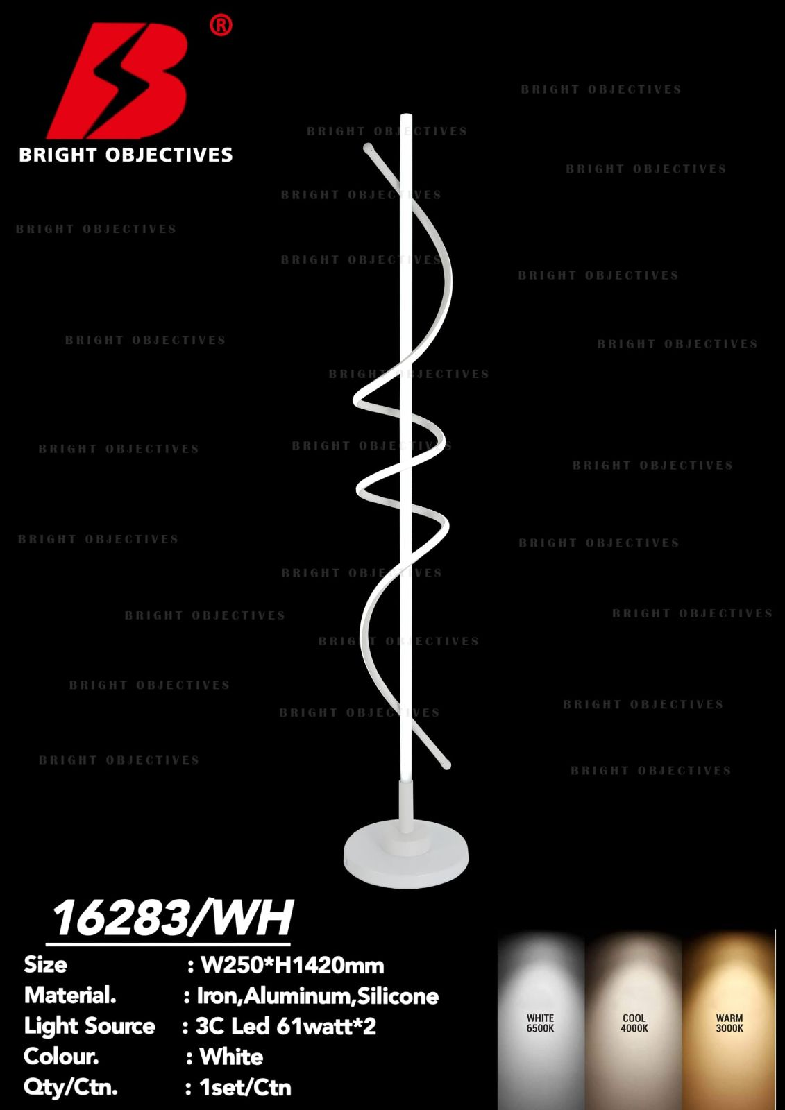 STAND LAMP WITH 3 COLOR LED - 16283/WH