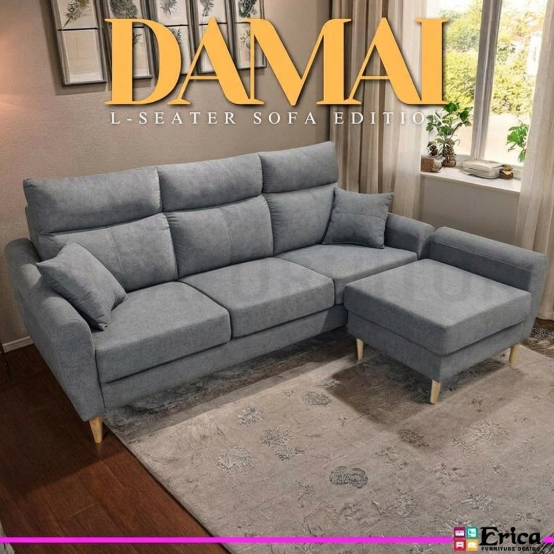 Damai - 3 Seater Fabric Sofa with Stool / 3 Seater + Stool Sofa