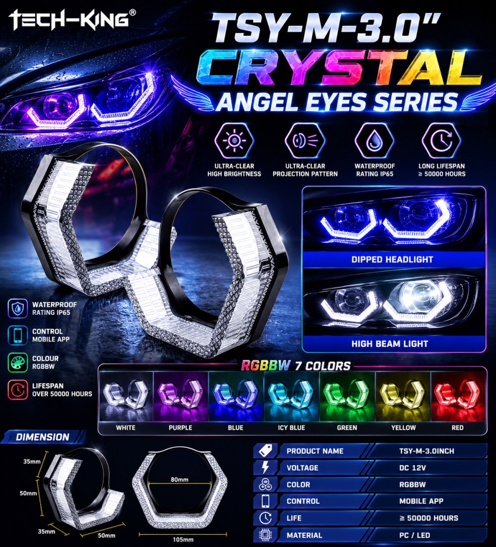 TSY-M-2.5INCH / 3.0INCH TSY 5D CRYSTAL RGB ANGEL EYES