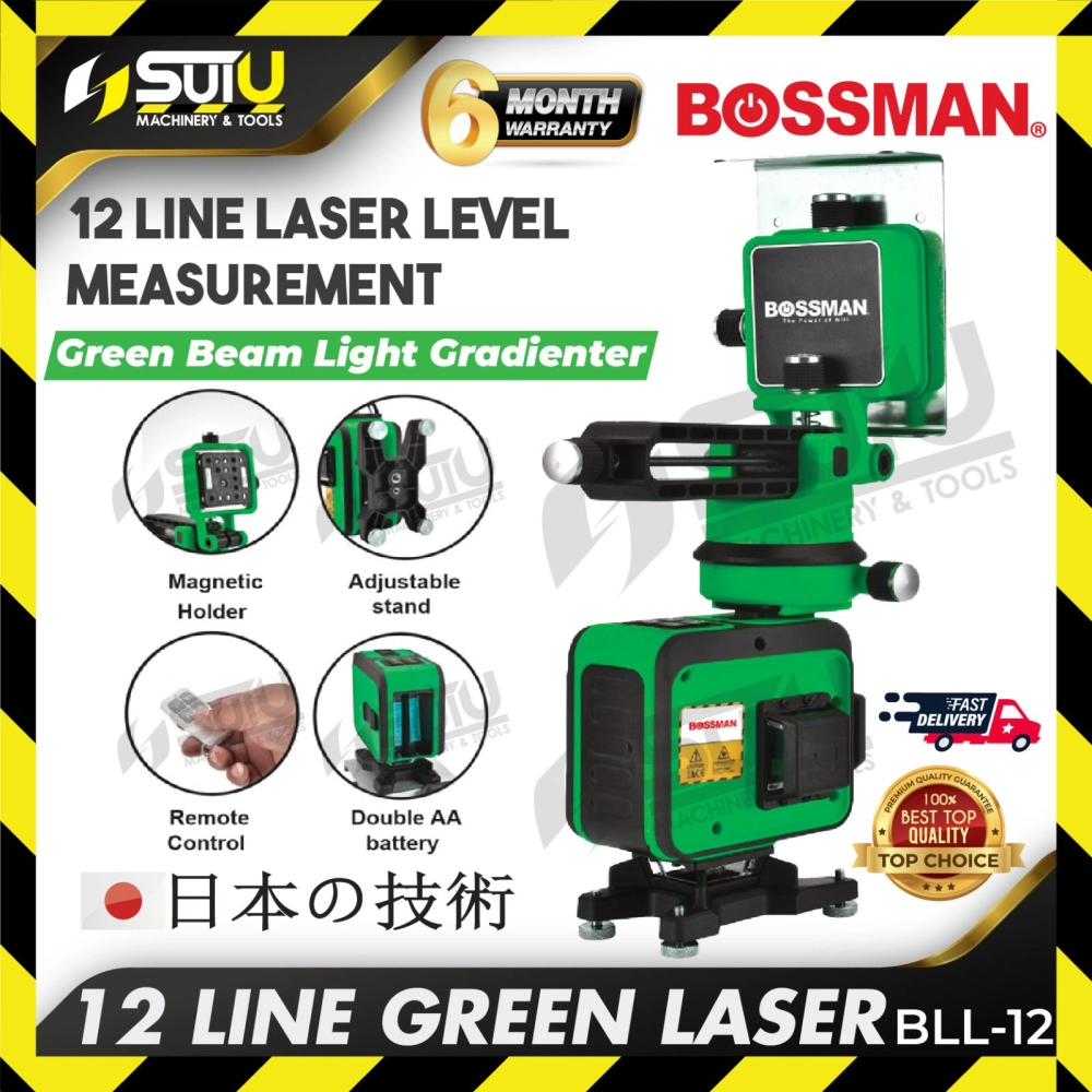 BOSSMAN BLL-12 / BLL12 12 Line Green Laser Level Machine / Laser Machine / Laser Pangukur Jarak (Green)