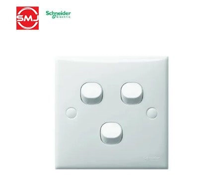 Schneider E33/1/2AR S-Classic 10A 250V 3 Gang 1 Way Flush Switch