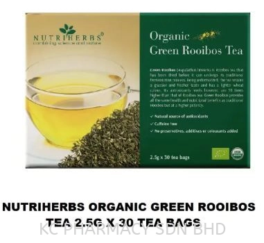 (SPECIAL PRICE) NUTRIHERBS ORGANIC GREEN ROOIBOS TEA 2.5G X 30 TEA BAGS (CLEARANCE STOCK EXP:09/2023)