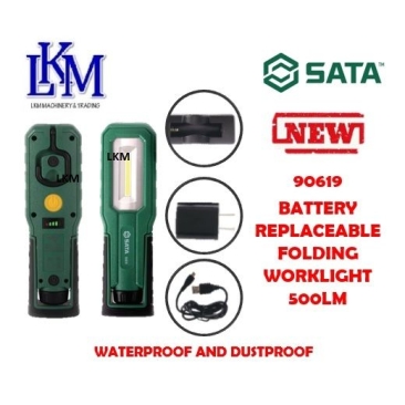 SATA 90619 Battery Replaceable Folding Worklight 500LM w/ Accessories