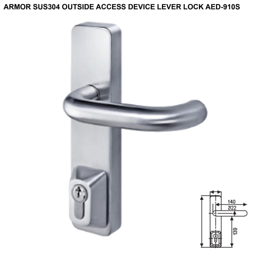 ARMOR SUS304 OUTSIDE ACCESS DEVICE LEVER LOCK AED-910S