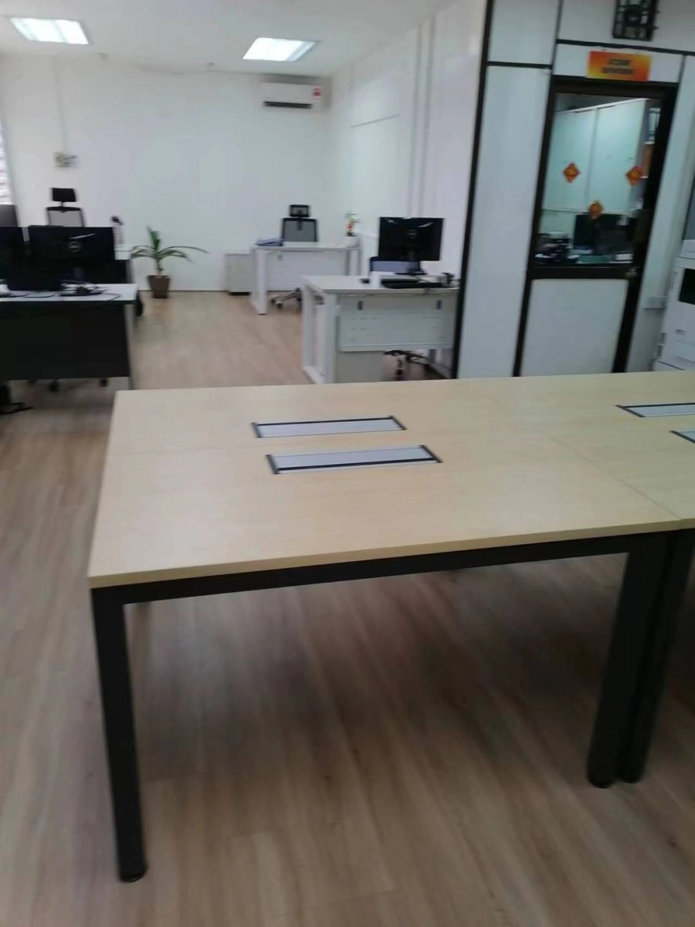 Modern Minimalist Office Table | Office Table With Metal Flipper Box Socket | Office Furniture | Office Table | Penang | KL | Kedah | Cheras | Ampang | Lunas | Petaling Jaya | Kepala Batas | Bertam | Sungai Petani | 