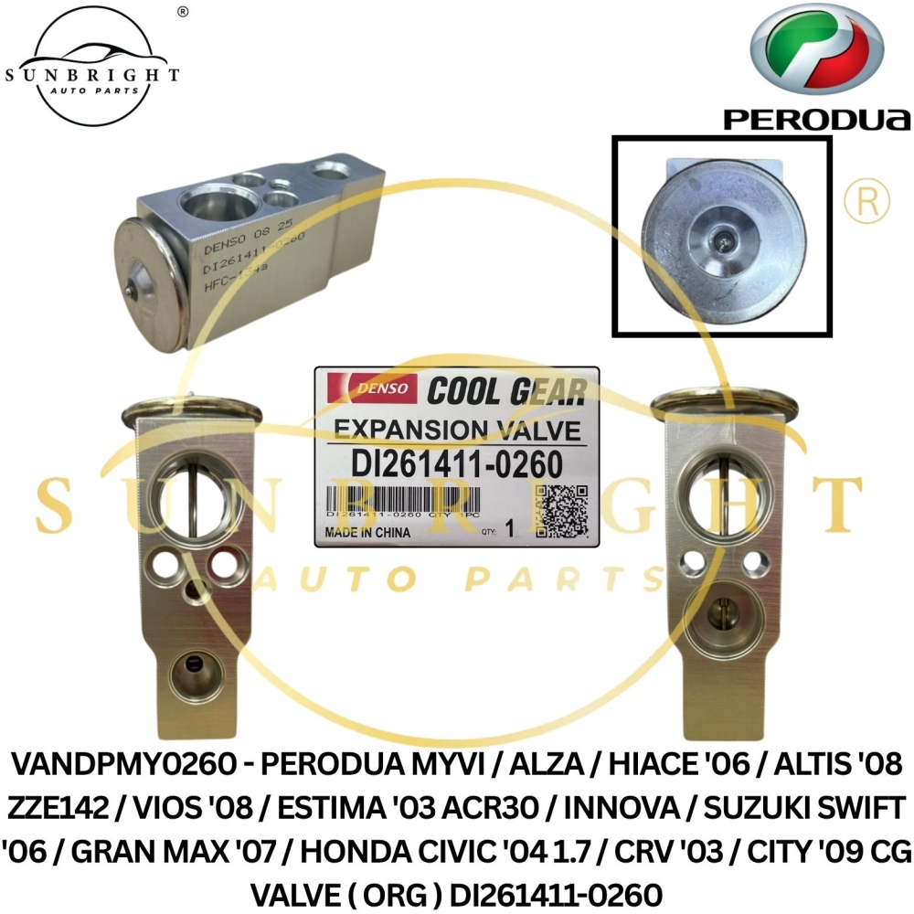 VANDPMY0260 - PERODUA MYVI / ALZA / HIACE '06 / ALTIS '08 ZZE142 / VIOS '08 / ESTIMA '03 ACR30 / INNOVA / SUZUKI SWIFT '06 / GRAN MAX '07 / HONDA CIVIC '04 1.7 / CRV '03 / CITY '09 CG VALVE ( ORG ) DI261411-0260
