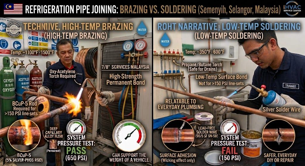copper refrigeration line brazing vs soldering