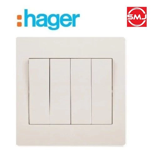 Hager WGML141 Muse 16AX 4 Gang 1 Way Switch