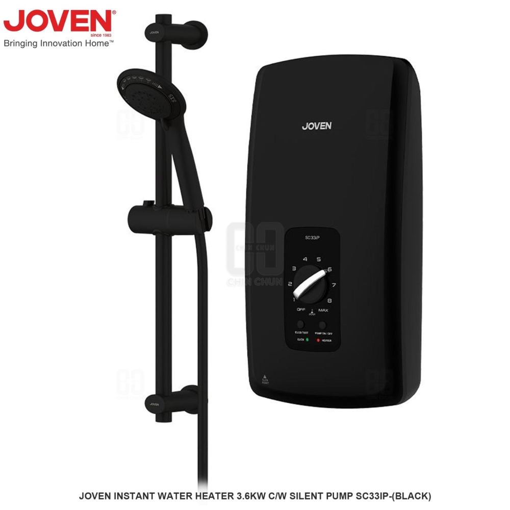JOVEN INSTANT WATER HEATER 3.6KW COME WITH SILENT PUMP SC33IP BLACK