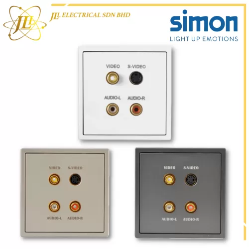 SIMON I7 700493 RCA + S - VIDEO OUTLET [MATT WHITE/GOLDEN CHAMPAGNE/GRAPHITE BLACK]