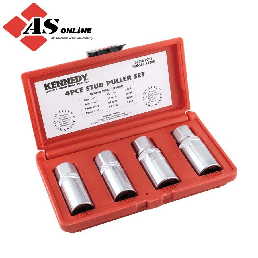 KENNEDY Stud Extractor Set, Drive 1/2in., Chrome Vanadium Steel / Model: KEN5829480K