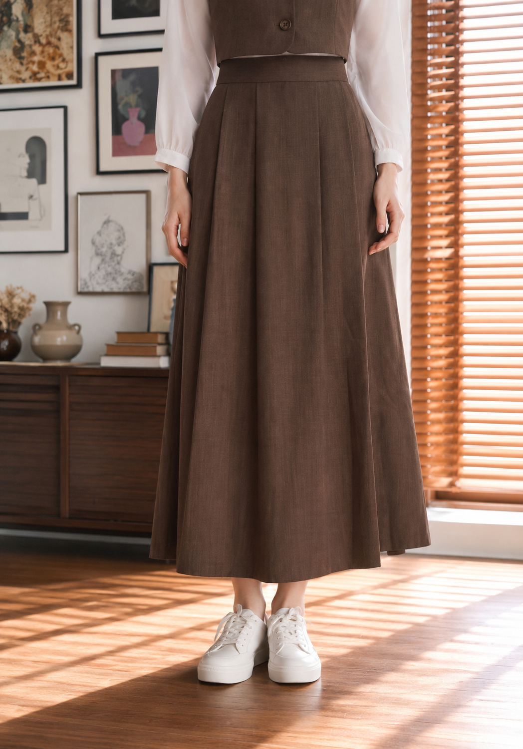 Luna Pleated Maxi Skirt
