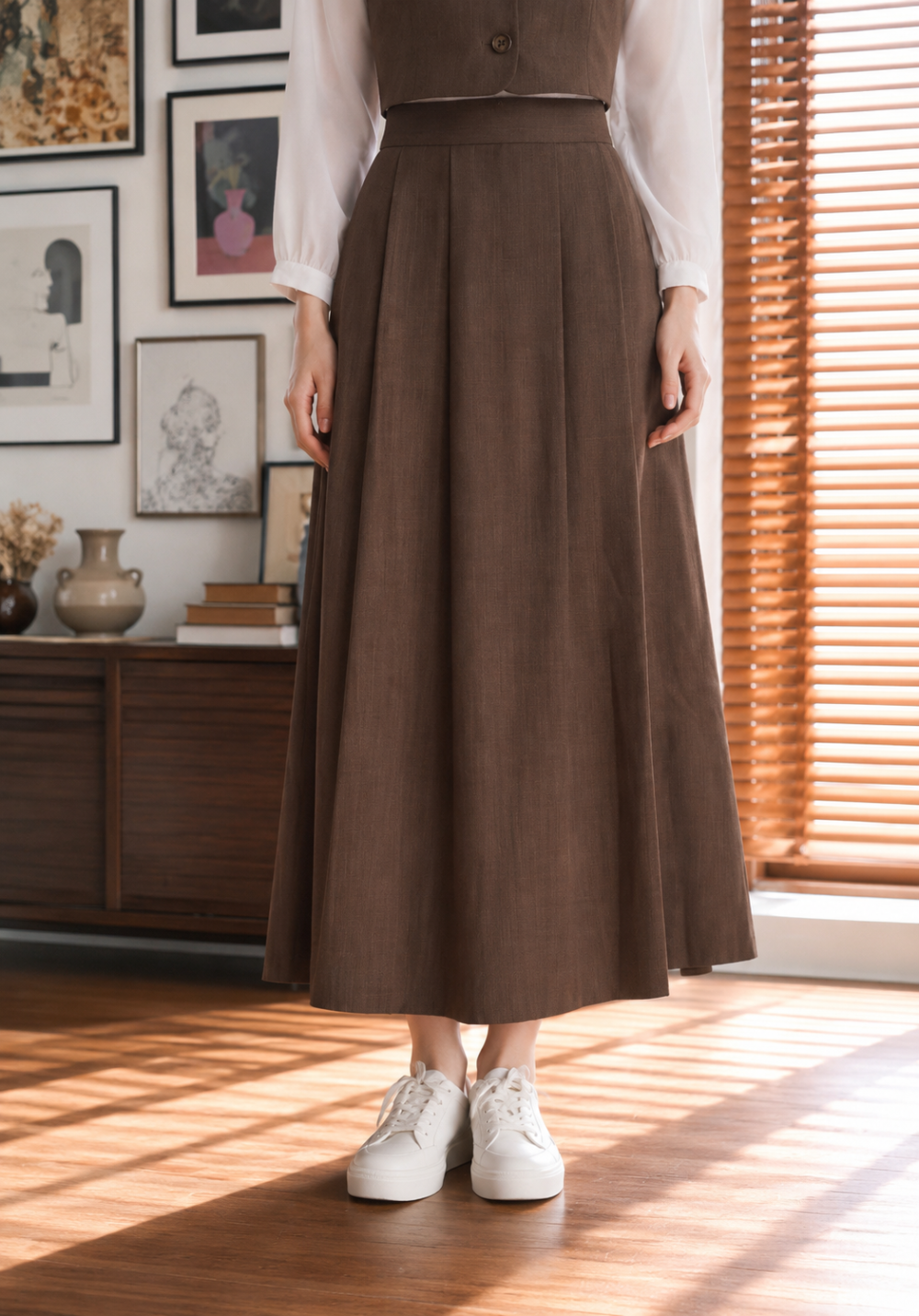 Luna Pleated Maxi Skirt