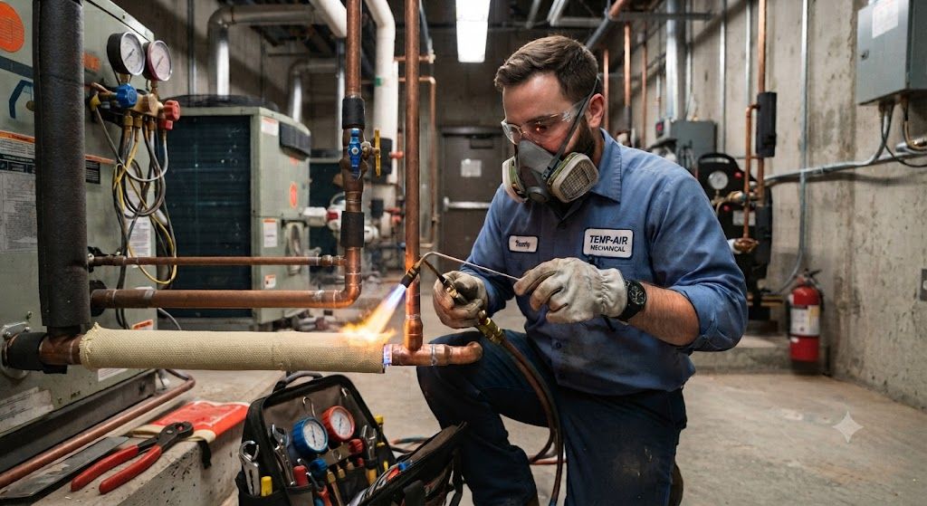 copper refrigeration line brazing safety procedures