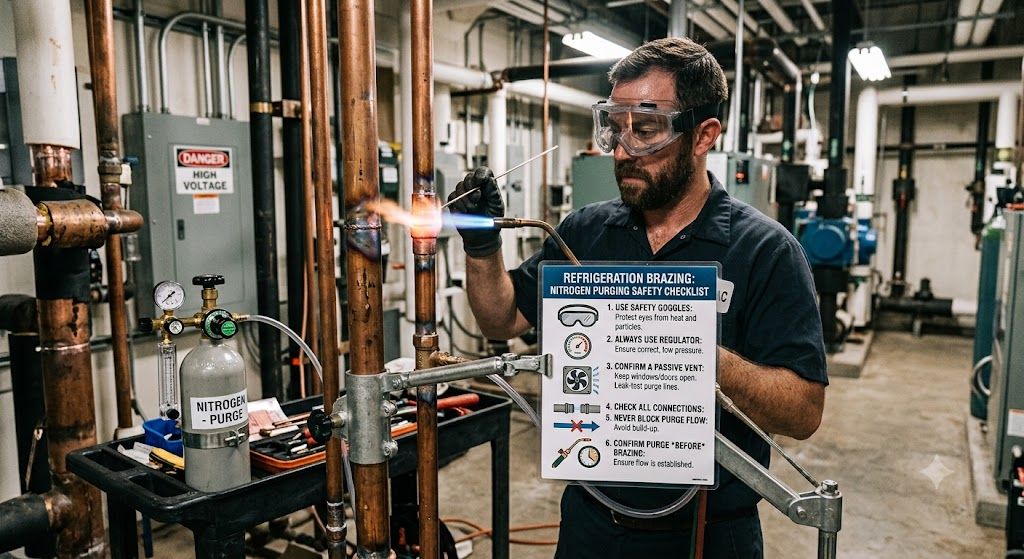 refrigeration brazing nitrogen purging safety tips