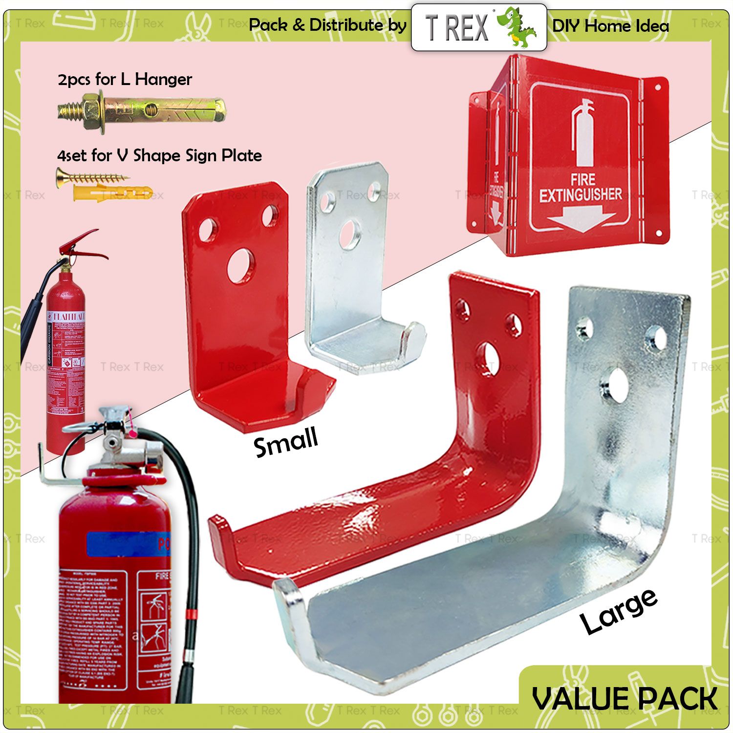 T Rex DIY Fire Extinguisher Hook Hanger L Bracket