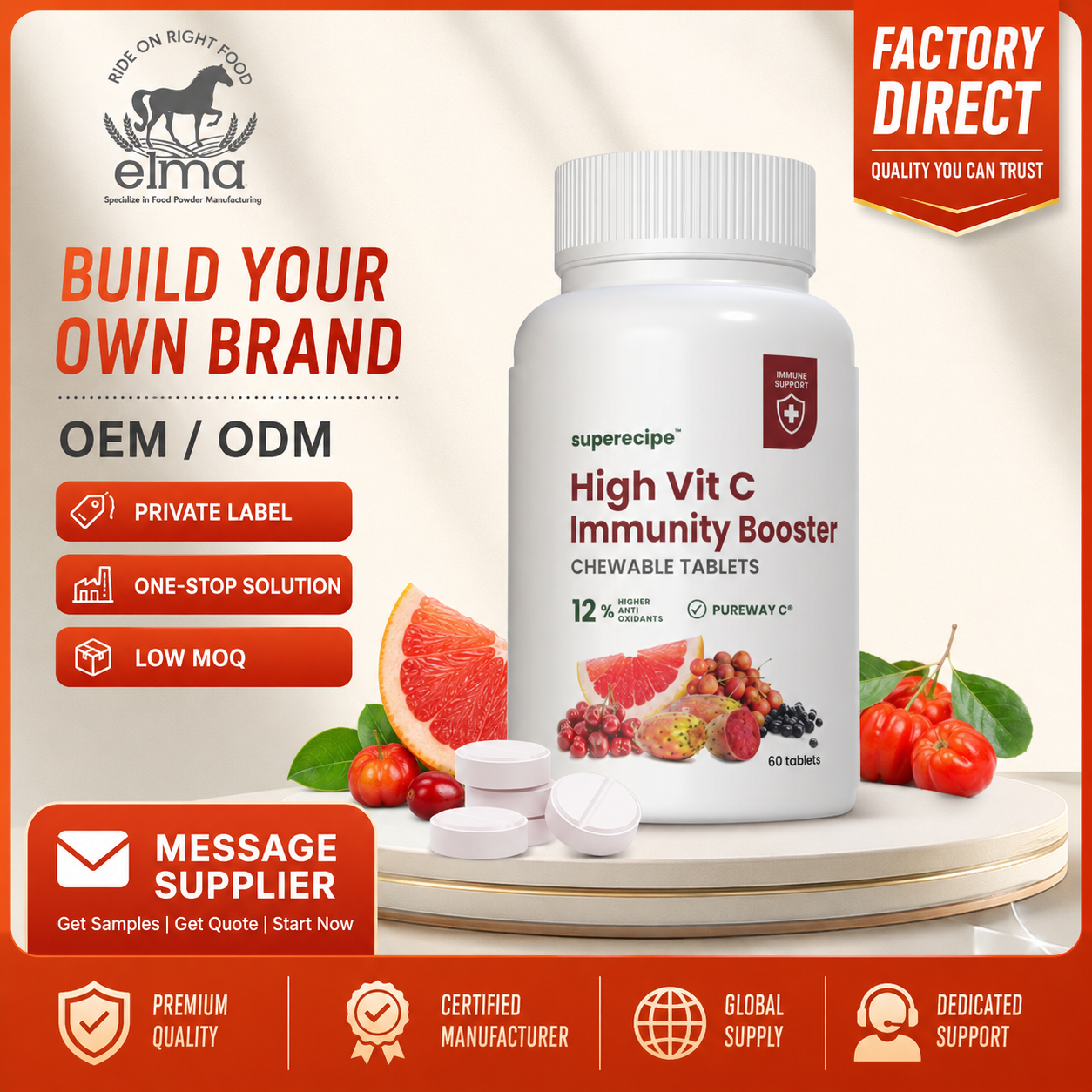 Bulk Vitamin C Immunity Support Tablets OEM Supplier for International Buyers