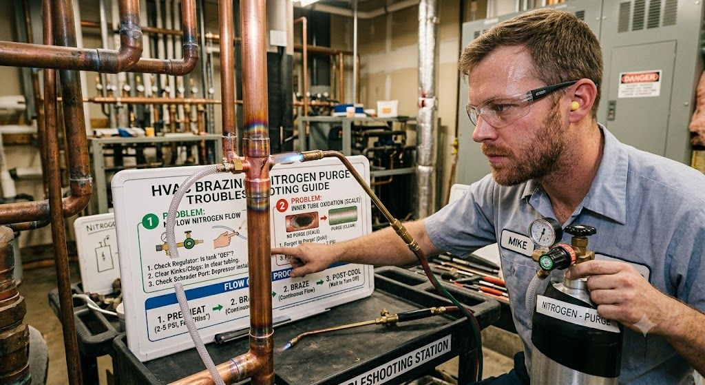 HVAC brazing nitrogen purge troubleshooting guide